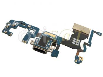 Placa auxiliar PREMIUM con conector USB Tipo C, de carga, de datos y accesorios con micrófono para Samsung Galaxy S9, G960F/SD